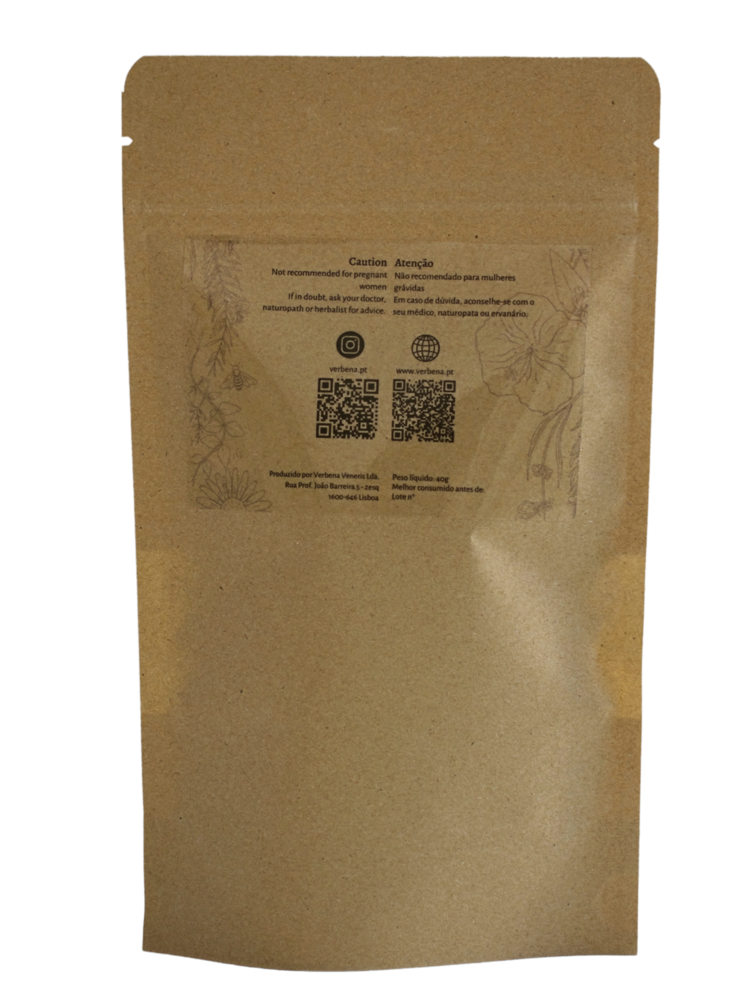 Kraft paper packaging with a label on a white background