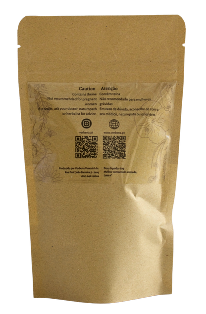 Kraft paper packaging with a clear window displaying text and QR codes on a white background