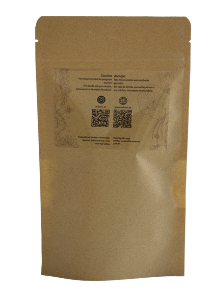 Kraft paper packaging with a label on a white background